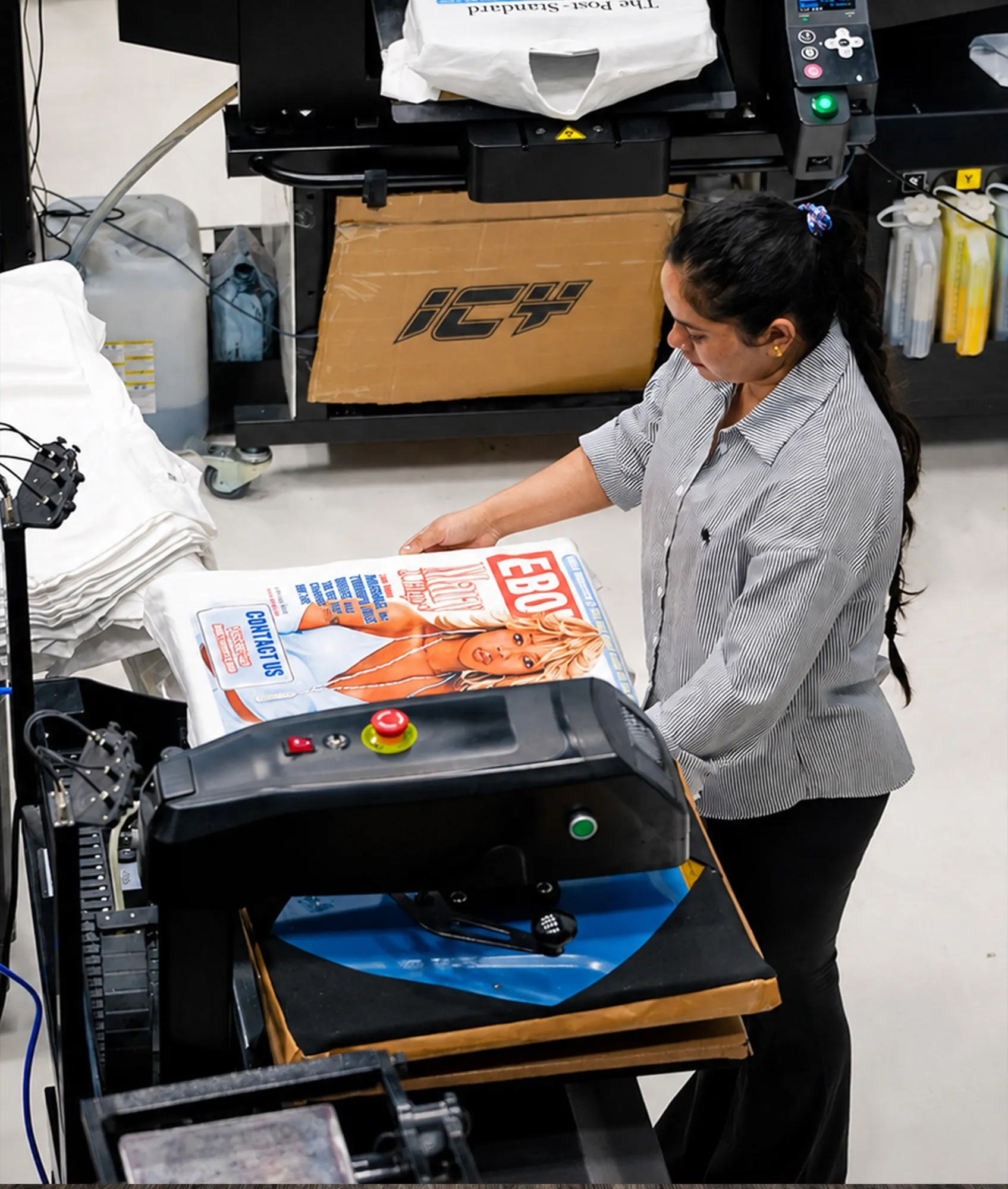Printing a custom tee on the ICY floor